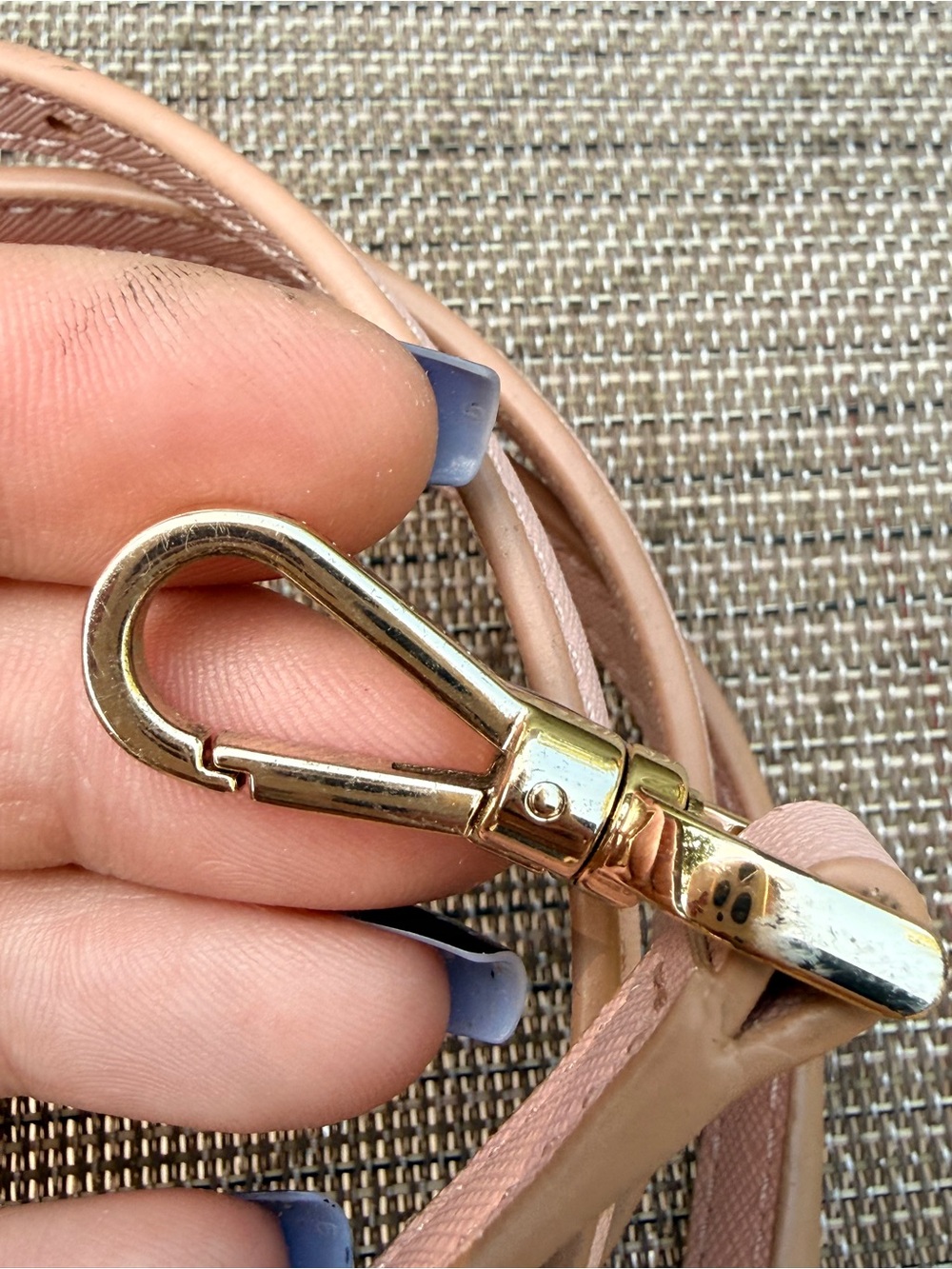 Pink Leather Crossbody Strap with Gold Hardware - Picture 2 of 5